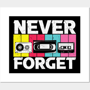 Vintage Never Forget VHS Tape Floppy Disk Cassette Tape Posters and Art